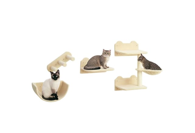 PawHut Katzen Kletterwand Spanplatte Polyester Beige 40L x 28B x 73H cm