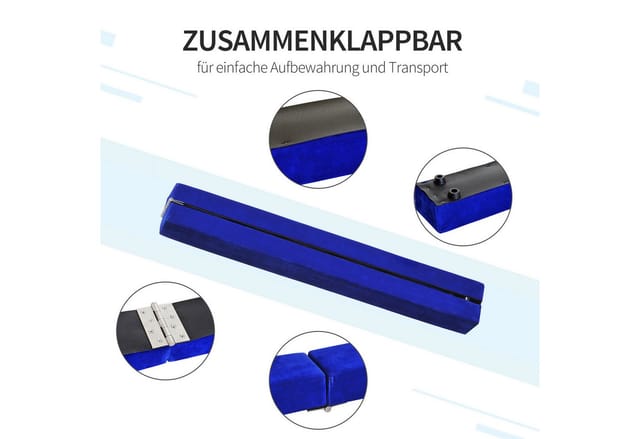 HOMCOM Schwebebalken Kiefernholz Polyester Blau 210L x 10B x 6,5H cm
