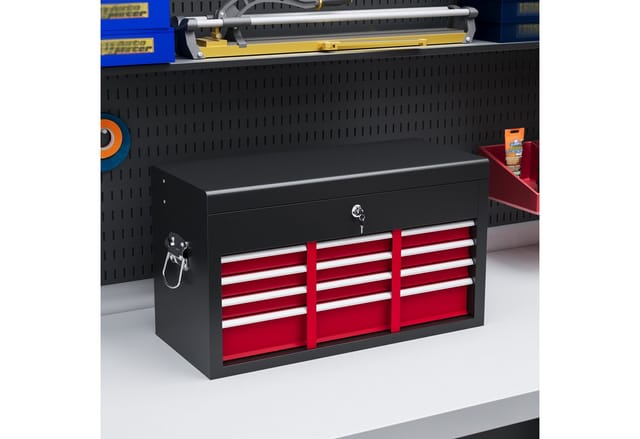 HOMCOM Werkzeugkasten Werkzeugkoffer Stahl Rot 60L x 26B x 34H cm