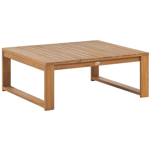 Beliani Gartentisch TIMOR Heller Holzfarbton 90x75x35