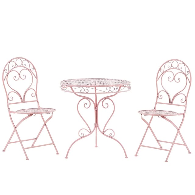 Beliani Bistro Set ALBINIA Rosa 70x70x94