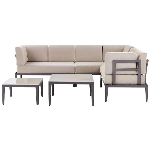 Beliani Lounge Set RIMA III Grau Beige 190x240x85