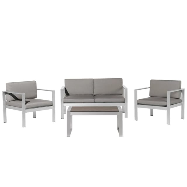 Beliani Sitzgruppe Grau Silber 70x142x80