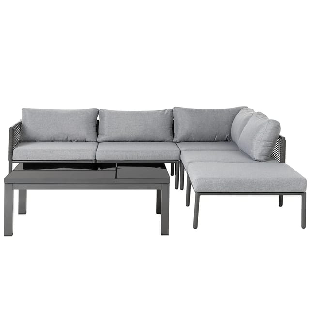 Beliani Lounge Set FORANO Hellgrau 220x220x63