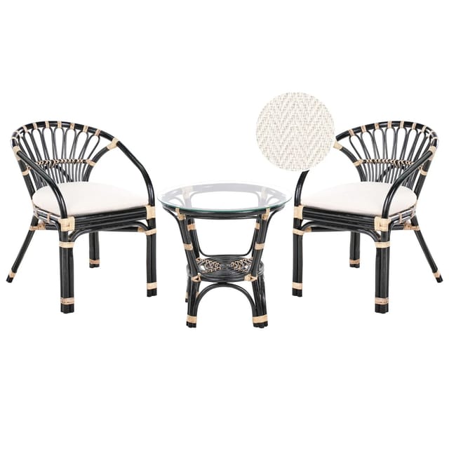Beliani Bistro Set PECORINI Schwarz Heller Holzfarbton