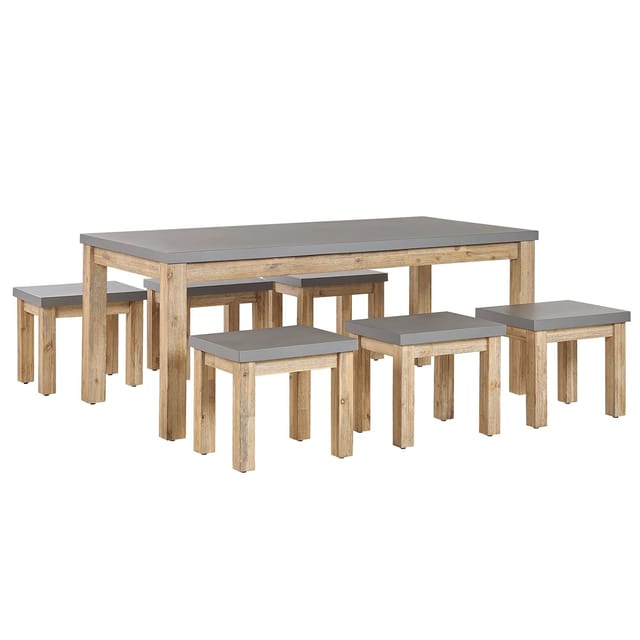 Beliani Gartentisch Set OSTUNI Grau 90x180x75