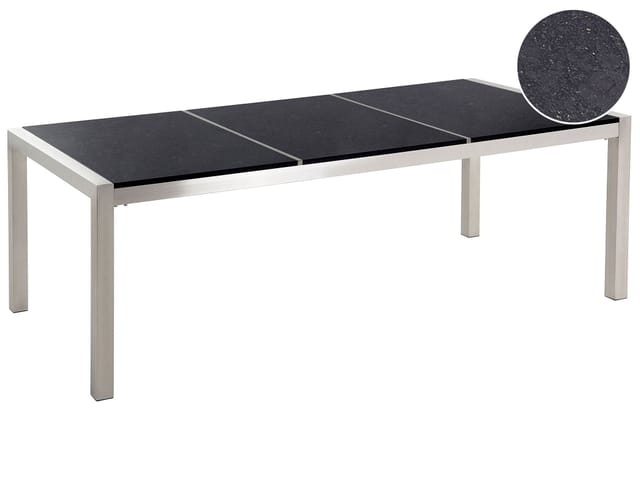 Beliani Gartentisch GROSSETO Schwarz Silber 220x100x74
