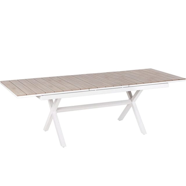 Beliani Gartentisch FANES Heller Holzfarbton Weiss 184x90x76