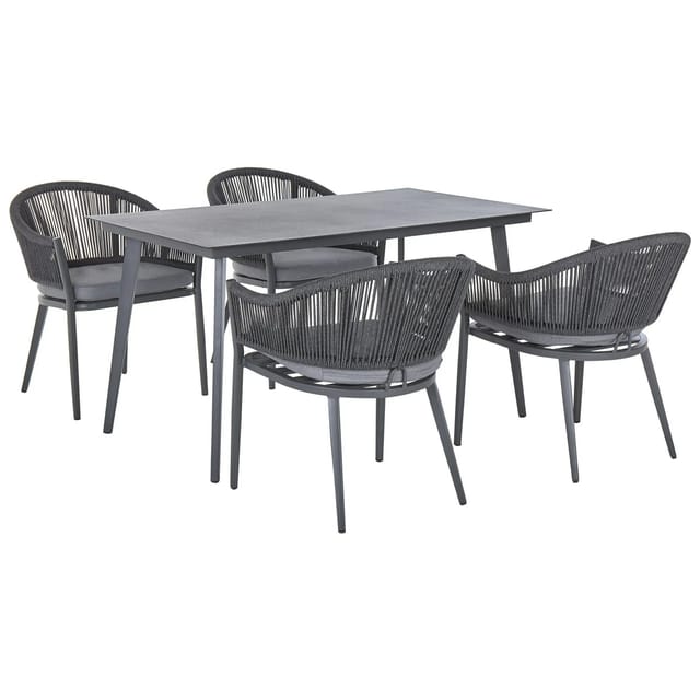 Beliani Gartentisch Set MILETO Dunkelgrau 80 x140 x75