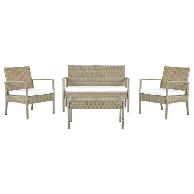 Beliani Sitzgruppe MARSALA Naturfarben Beige Weiss 57x112x77