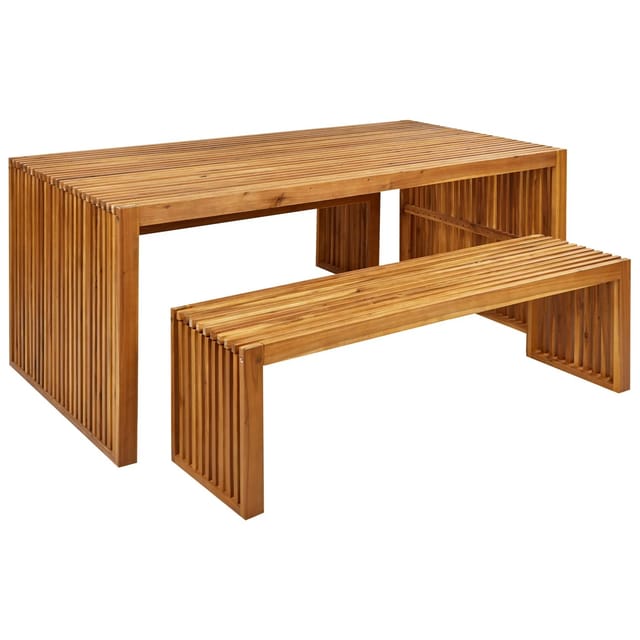 Beliani Gartentisch Set SULZANO Heller Holzfarbton