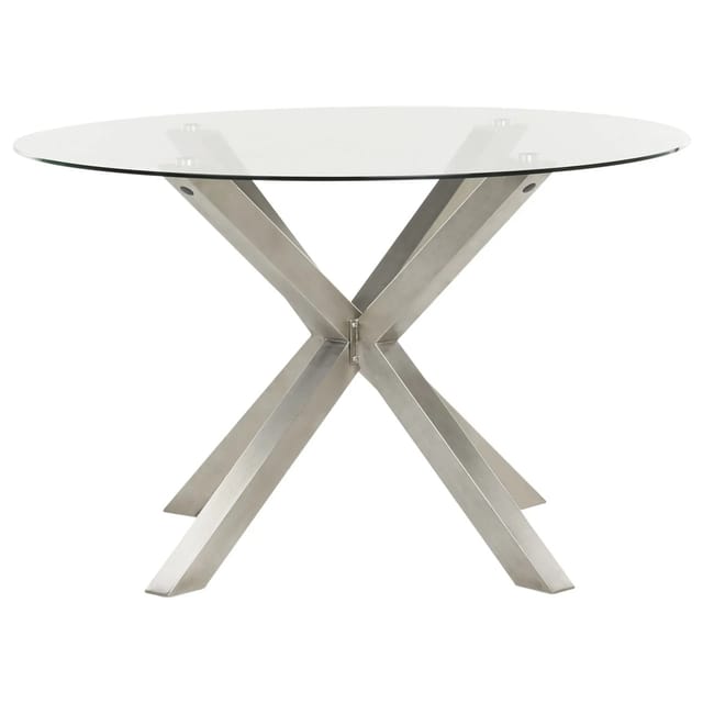 Beliani Runder Tisch MALETTO Silber Transparent 120x120x77