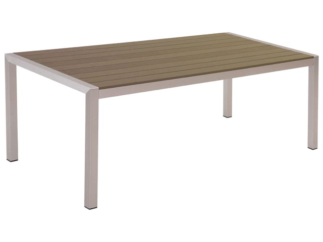 Beliani Gartentisch VERNIO Heller Holzfarbton Silber 180x90x76