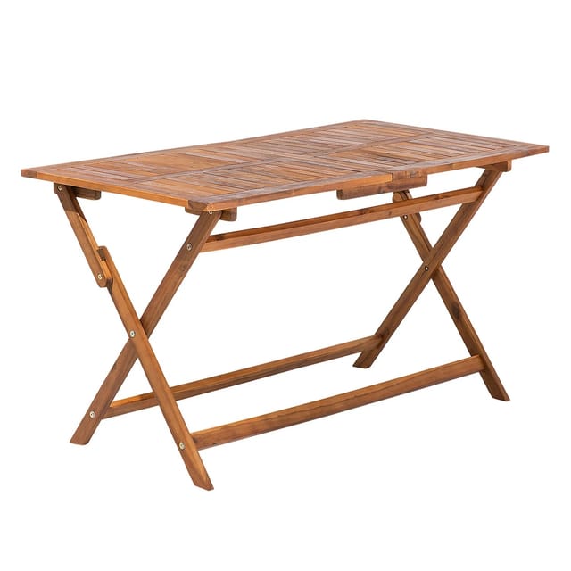 Beliani Klappbarer Tisch CENTO Dunkler Holzfarbton 75x140x74