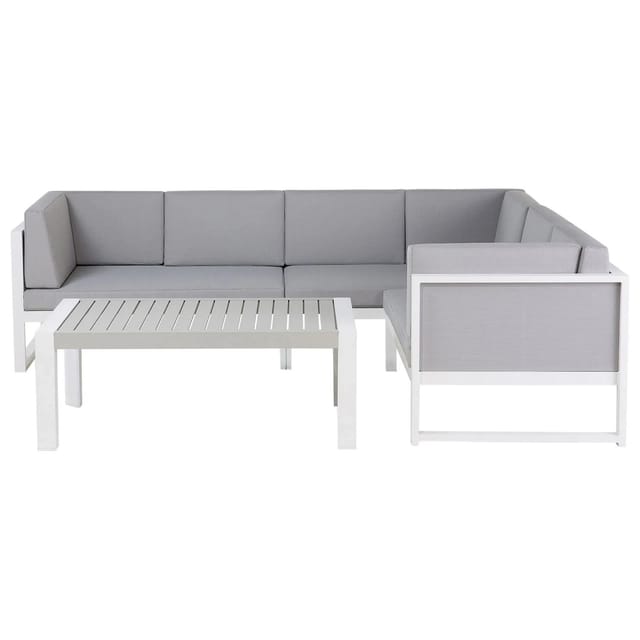 Beliani Lounge Set CASTELLA Grau Weiss 205x250x65