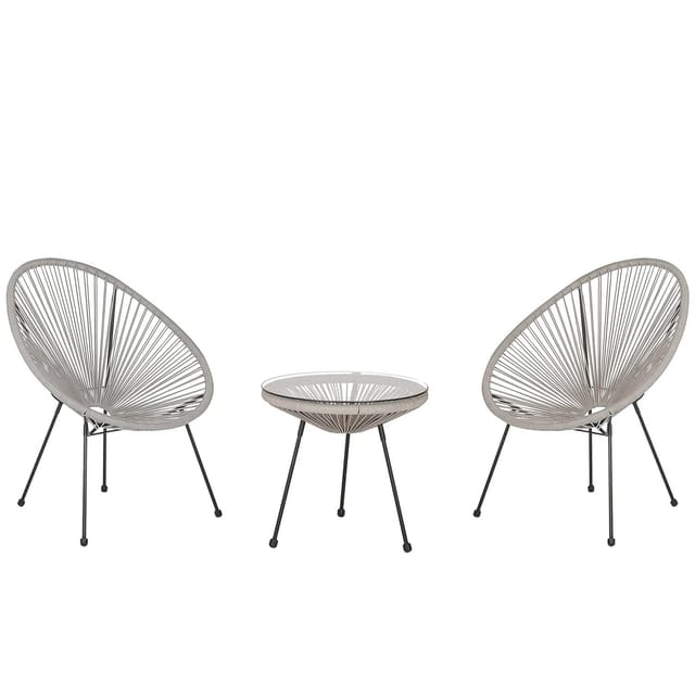 Beliani Bistro Set ACAPULCO II Hellgrau 90x70x87