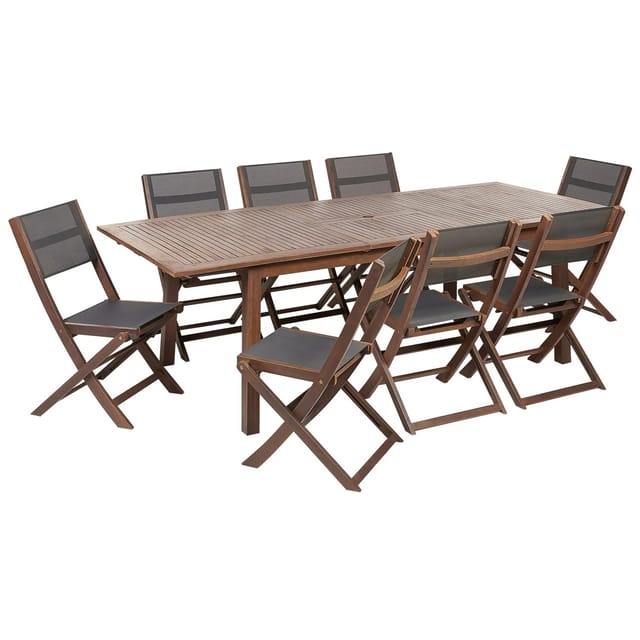 Beliani Gartentisch Set CESANA Dunkler Holzfarbton Grau