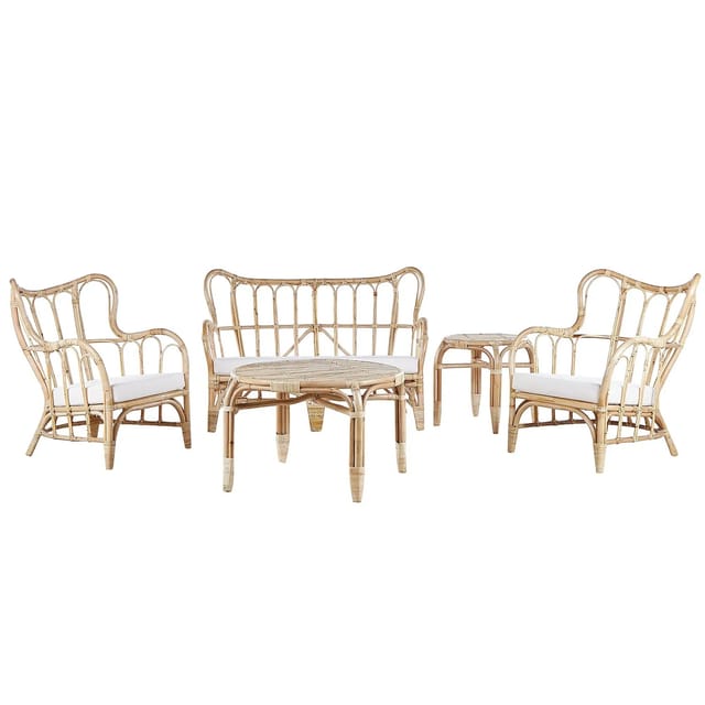 Beliani Sitzgruppe BRINDISI Naturfarben Beige Beige 68x119x78