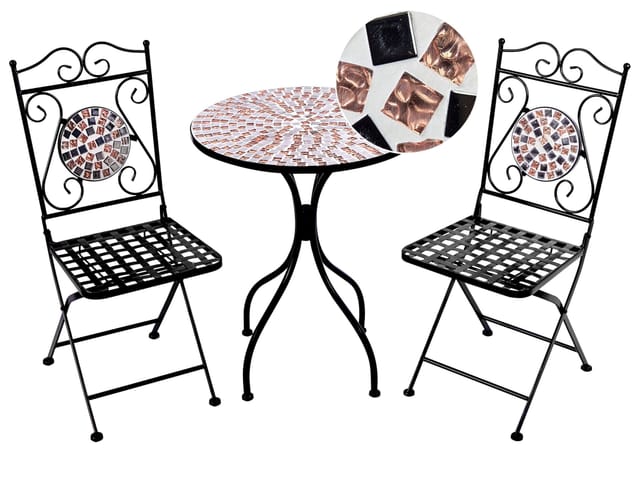 Beliani Bistro Set CARPINO Schwarz Gold Grau