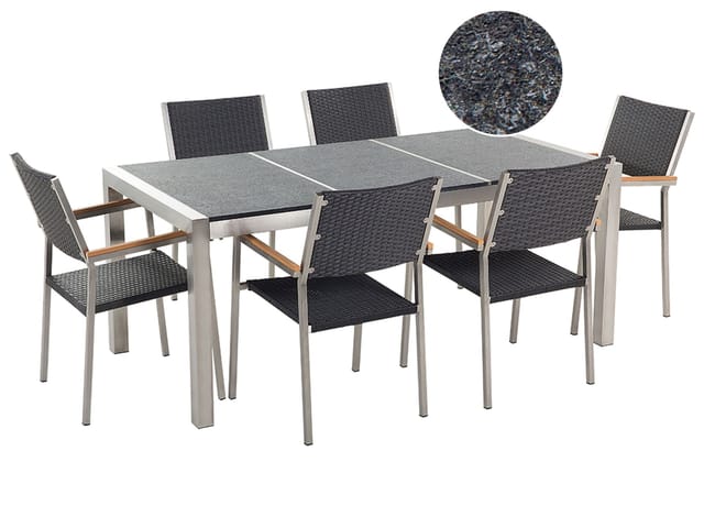 Beliani Gartentisch Set GROSSETO Graphitgrau 90x180x88