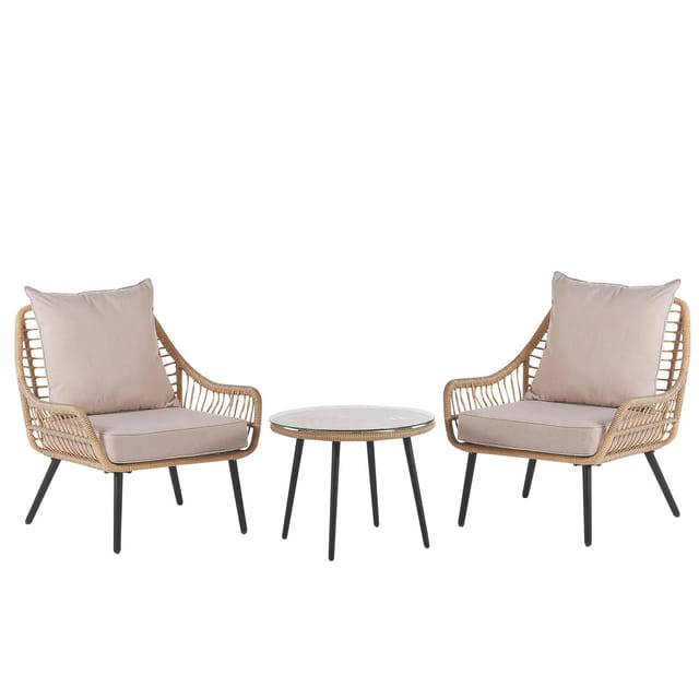 Beliani Bistro Set LAURETO Naturfarben Beige Schwarz Beige 85x76x86