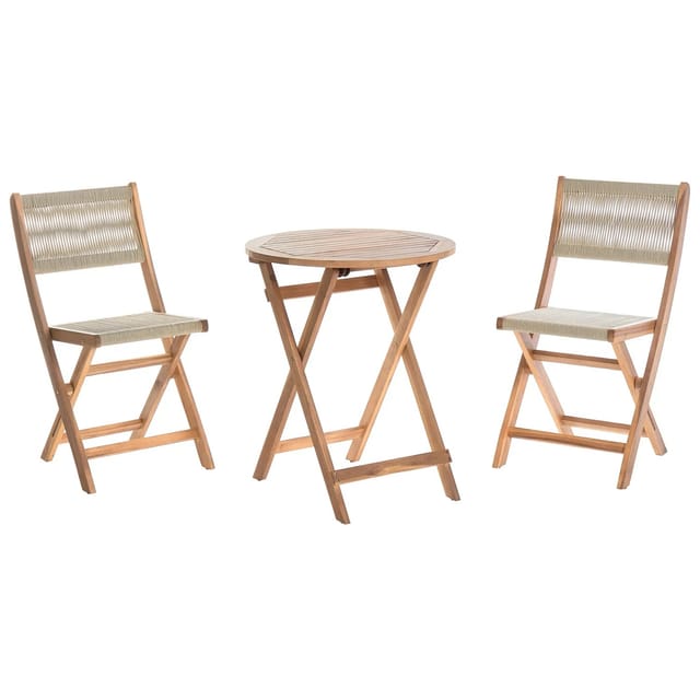 Beliani Bistro Set PROSSEDI Beige Heller Holzfarbton