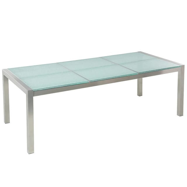 Beliani Gartentisch GROSSETO Transparent Silber 220x100x74