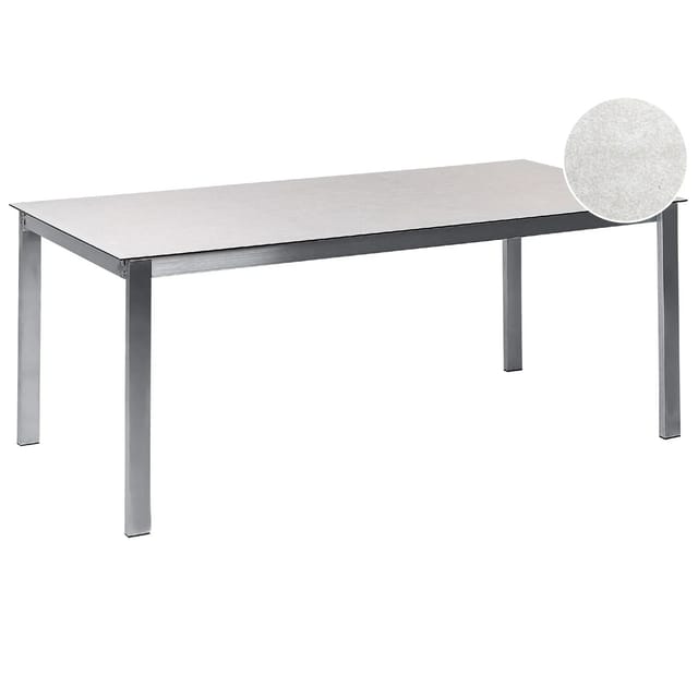 Beliani Gartentisch COSOLETO Weiss Silber 180x90x75