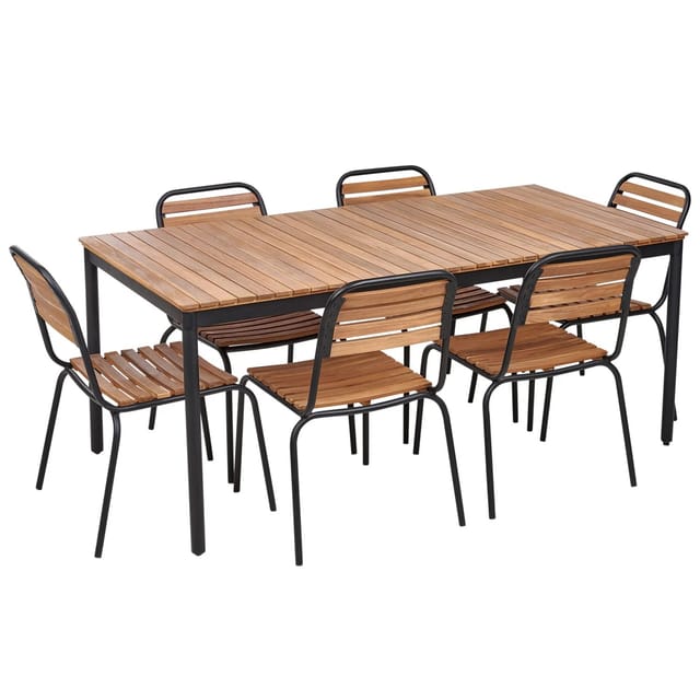Beliani Gartentisch Set VALLESE Heller Holzfarbton