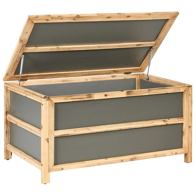Beliani Truhe ACATE Grau Heller Holzfarbton 72x121x61