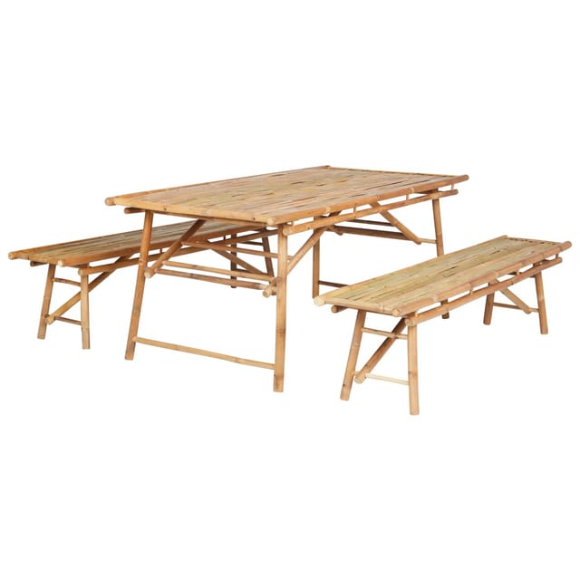 Beliani Gartentisch Set TINDARI Heller Holzfarbton
