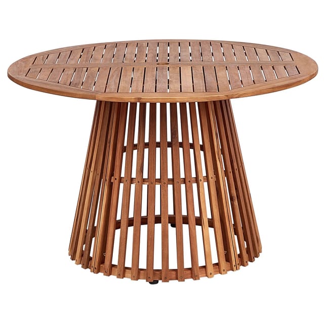 Beliani Runder Tisch AGELLO Heller Holzfarbton 120x120x74