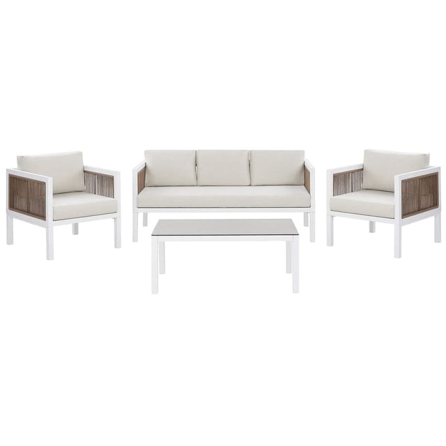 Beliani Sitzgruppe BORELLO Weiss Braun Beige 70x159x66