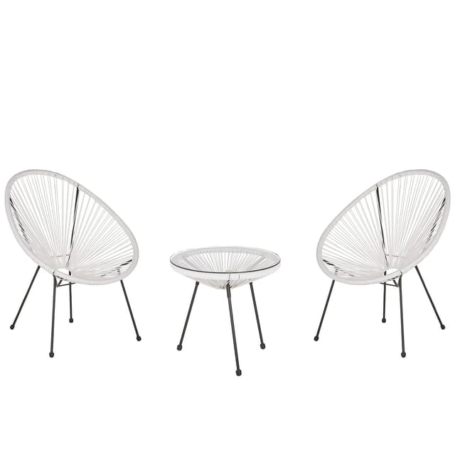 Beliani Bistro Set ACAPULCO II Weiss Schwarz 90x70x87