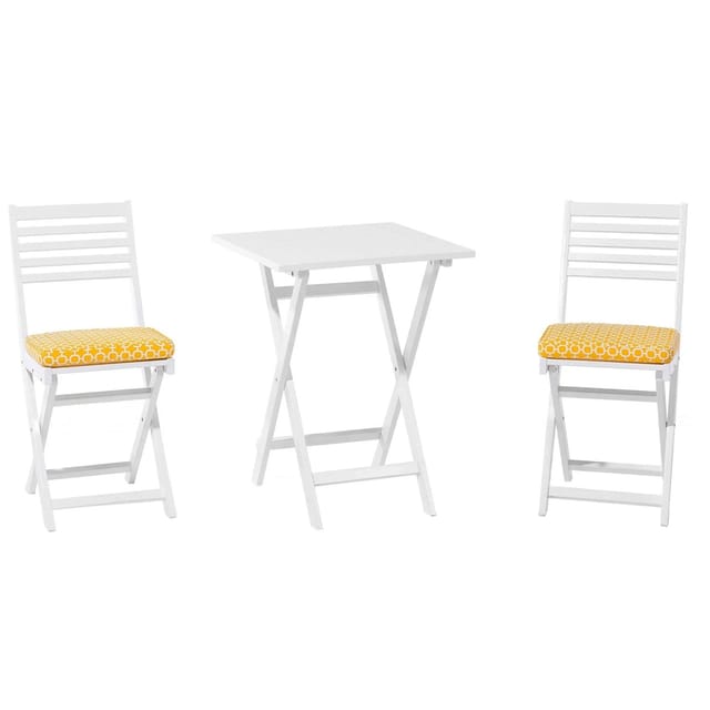 Beliani Bistro Set Weiss Gelb 60x60x84