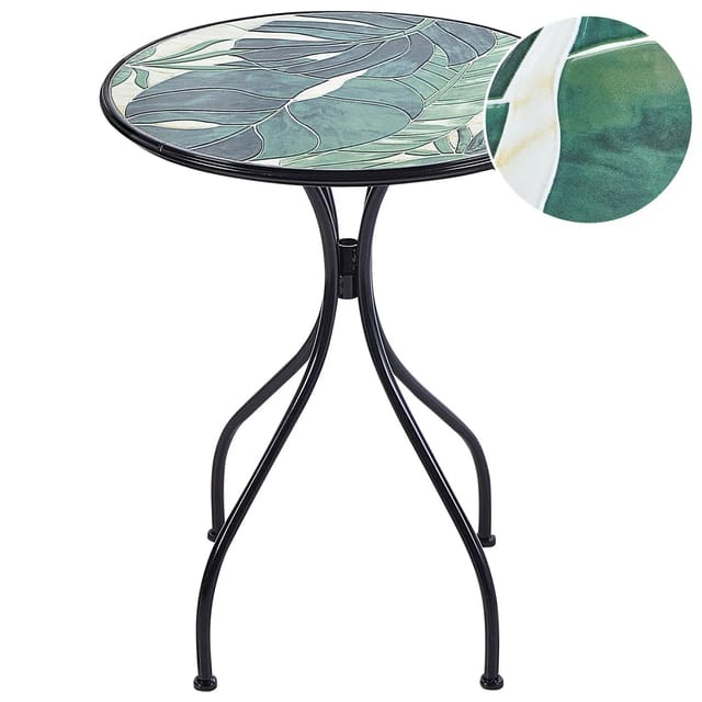 Beliani Gartentisch COZZANA Schwarz Grün 60x60x75