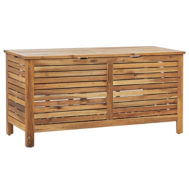 Beliani Truhe RIVIERA Heller Holzfarbton 48x130x64
