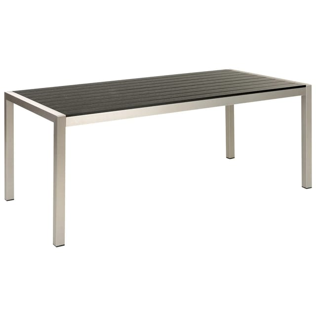 Beliani Gartentisch VERNIO Schwarz Silber 180x90x76