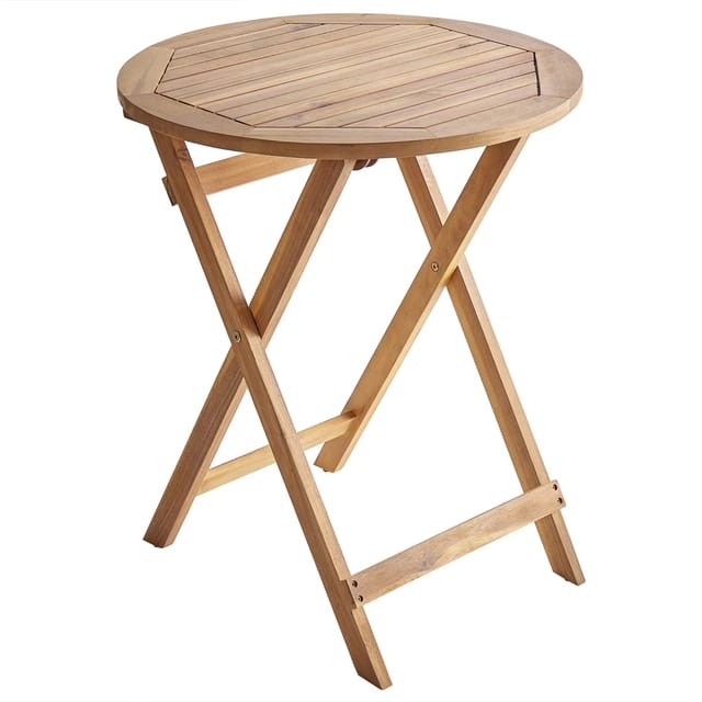 Beliani Gartentisch PROSSEDI Heller Holzfarbton 60x60x73