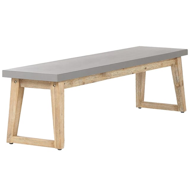 Beliani Gartenbank ORIA Grau Heller Holzfarbton 40x160x45