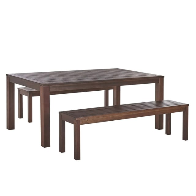 Beliani Gartentisch Set TUSCANIA Dunkler Holzfarbton 100x180x73