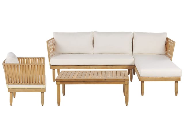 Beliani Lounge Set CREMONA Cremeweiß 148x218x75