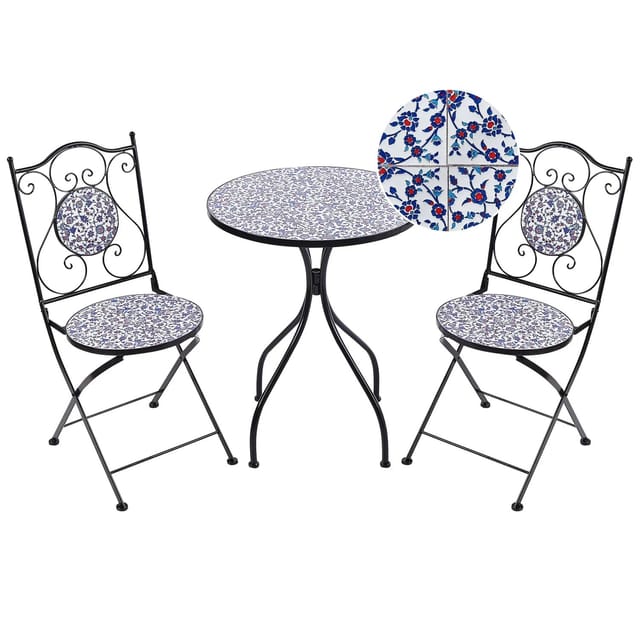 Beliani Bistro Set CAMPRENA Schwarz Schwarz Weiss