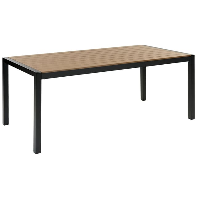 Beliani Gartentisch VERNIO Heller Holzfarbton Schwarz 180x90x76