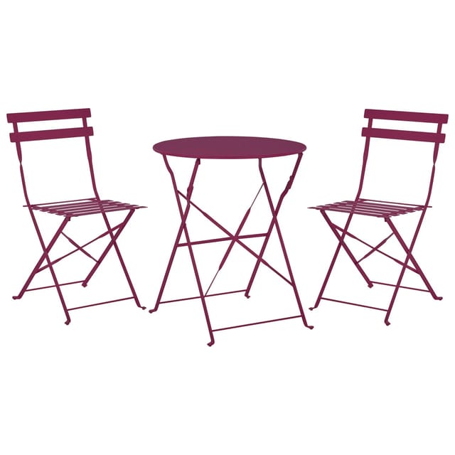 Beliani Bistro Set FIORI Burgunderrot 60x60x80
