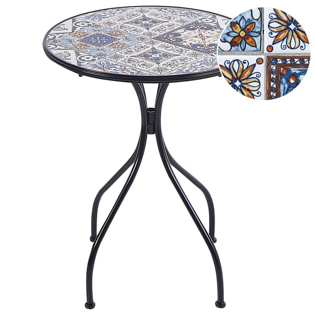 Beliani Gartentisch CIVITA Schwarz Blau Braun 60x60x75