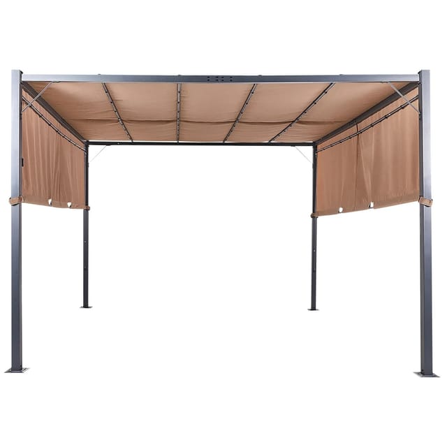 Beliani Garten-Pergola PARGA Braun Schwarz 310x310x215