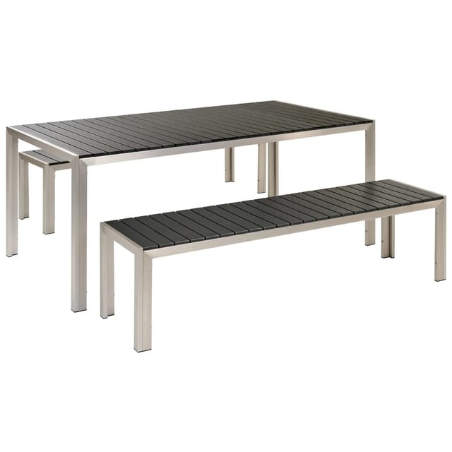 Beliani Gartentisch Set NARDO Schwarz Silber