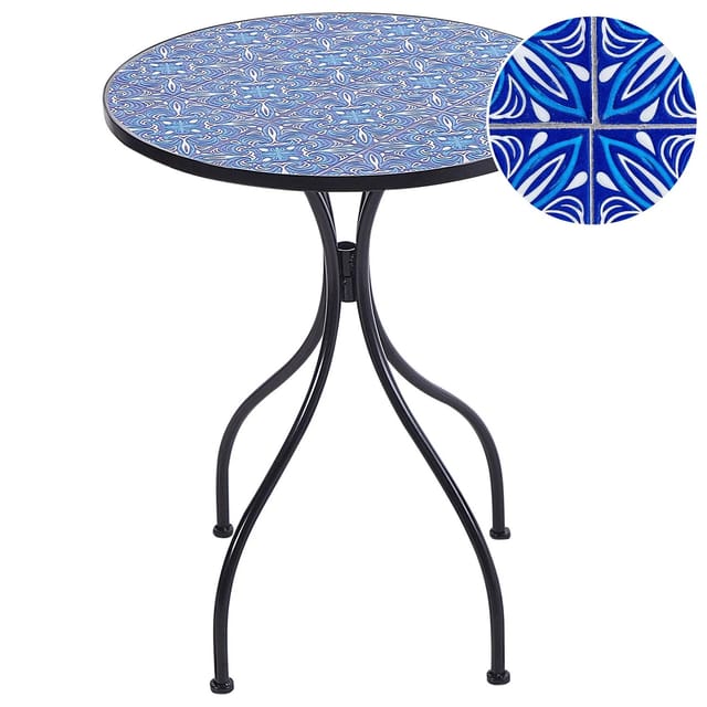 Beliani Gartentisch CIGLIANO Schwarz Blau 60x60x75