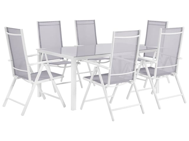 Beliani Gartentisch Set CATANIA Hellgrau 91x160x108
